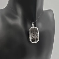 925 Sterling Silver Family Tree Engraved Rectangular Locket - 30mm x 18mm