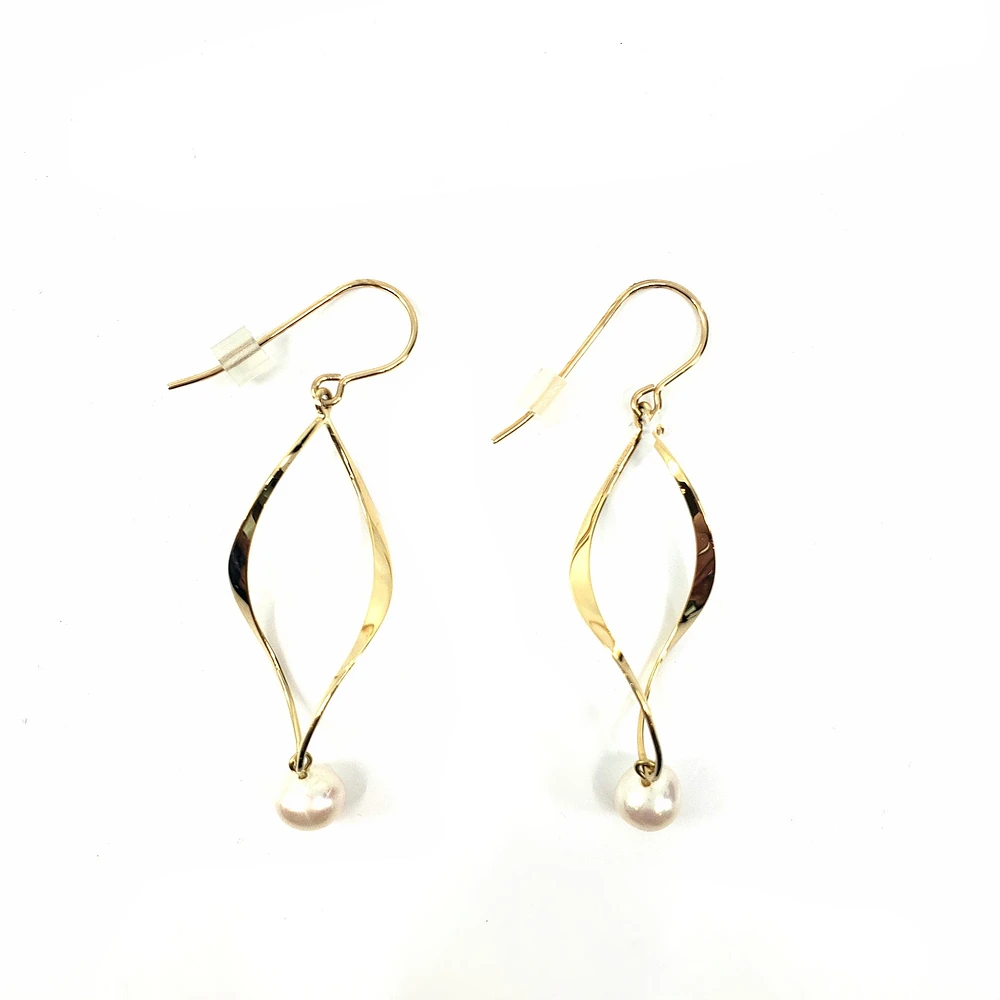 14K Yellow Fresh Water Pearl 5-6mm Earrings