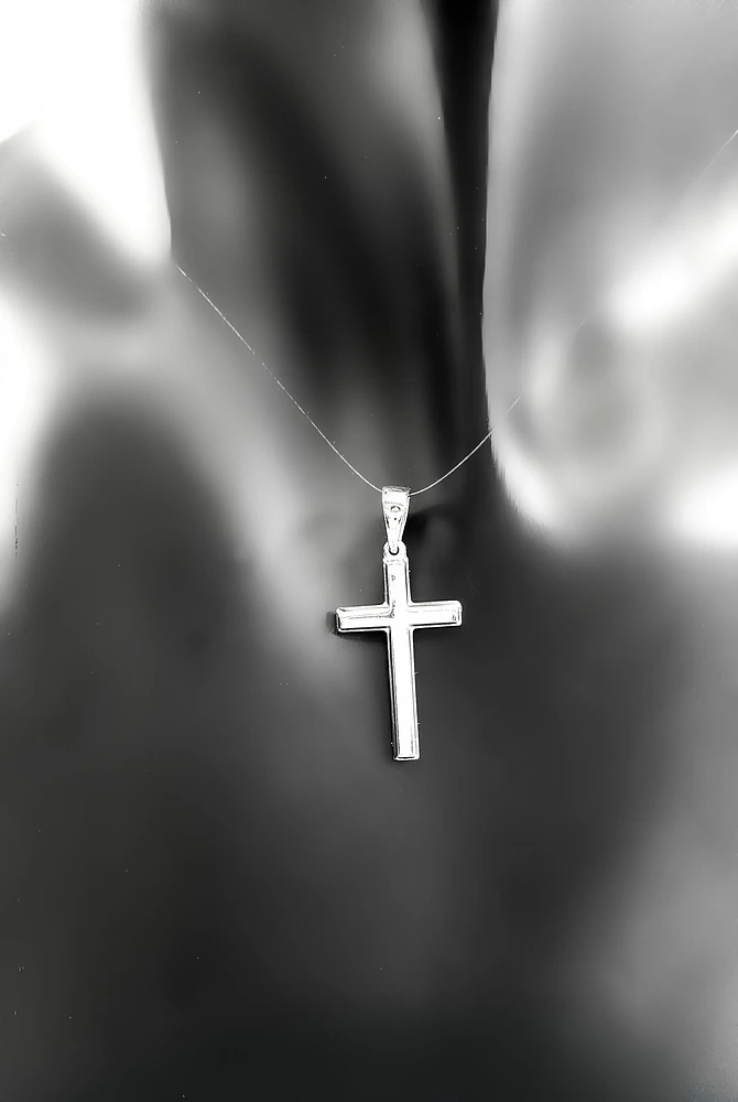 925 Sterling Silver 23mm x 13mm Hollow Cross Charm