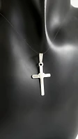 925 Sterling Silver 25mm x 15mm Flat Cross Charm with a Heart Center