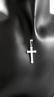 925 Sterling Silver 23mm x 13mm Patterned Flat Cross Charm