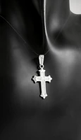 925 Sterling Silver 25mm x 16mm Brush Center Cross Charm