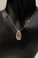 10K White & Yellow Gold 0.06cttw Diamond Pendant, 18"