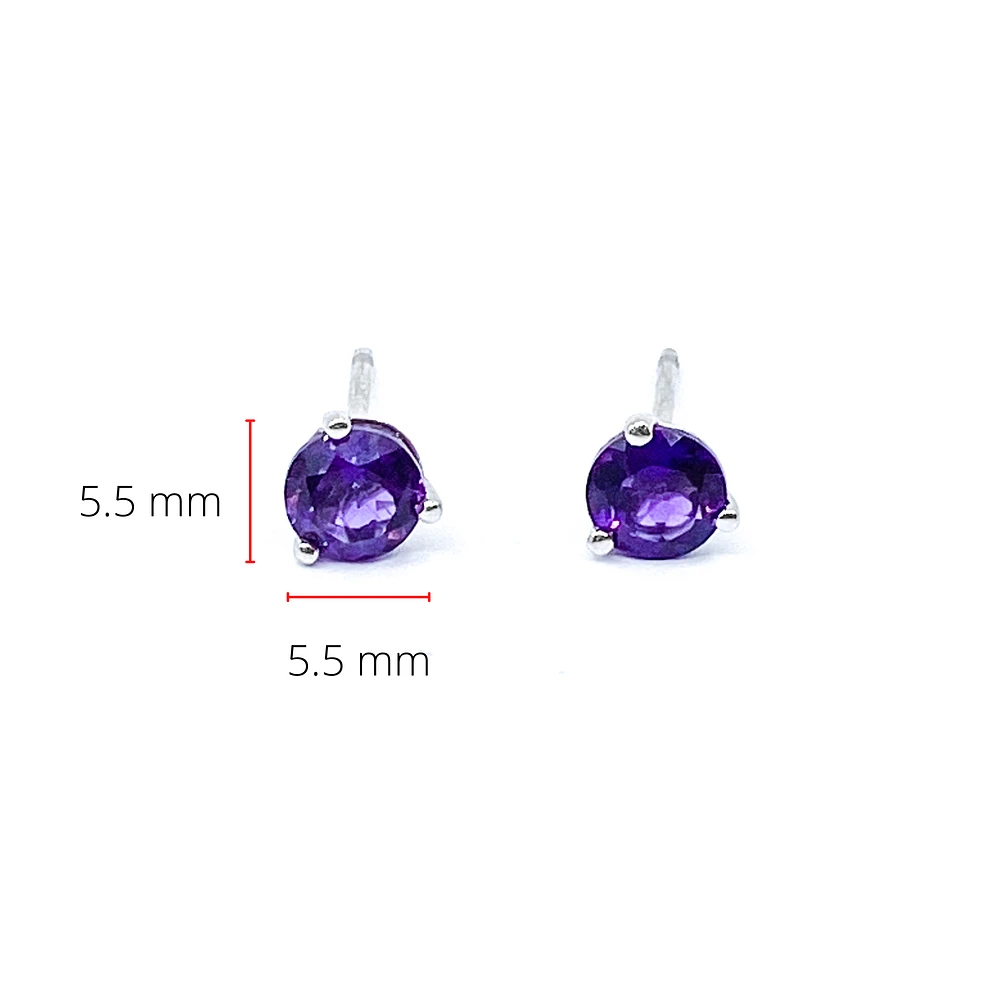 10K White Gold Amethyst Stud Earrings