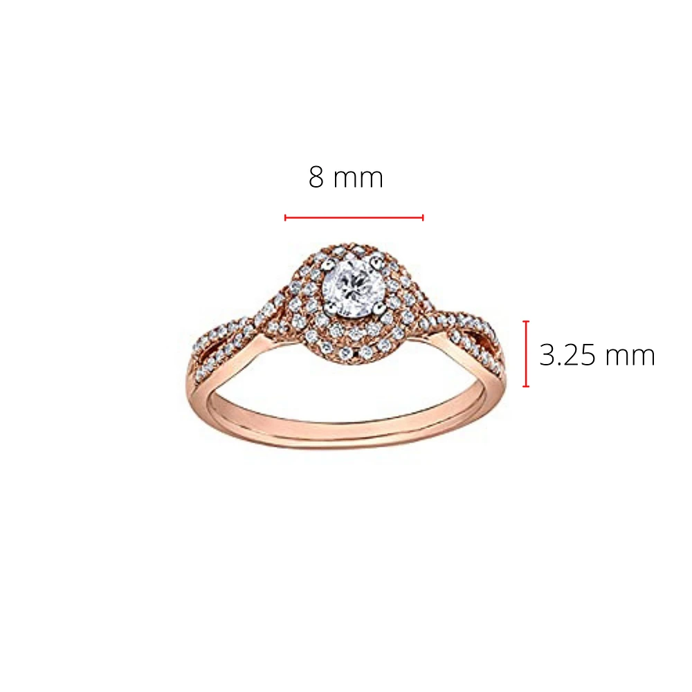 10K Rose Gold 0.23cttw Canadian Diamond Ring, size 6.5