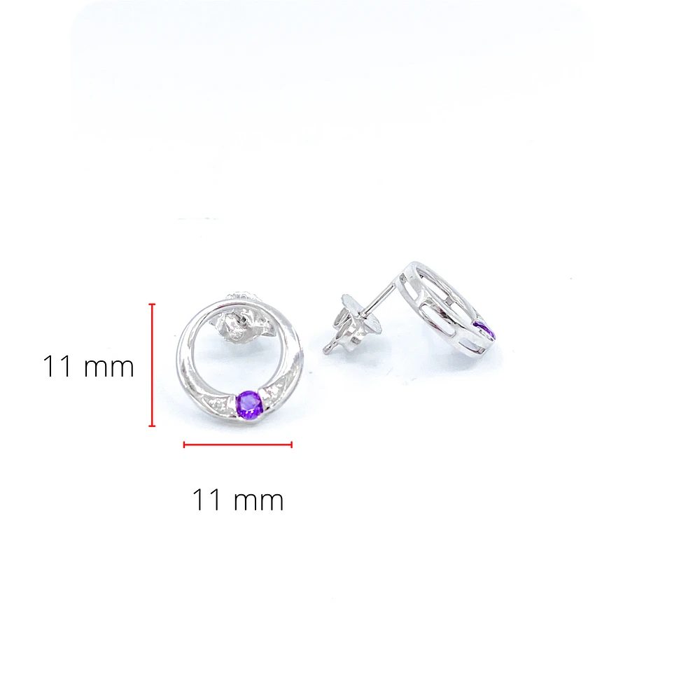 10K White Gold 0.10cttw Amethyst & 0.02cttw Diamond Eternity Stud Earrings