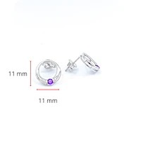 10K White Gold 0.10cttw Amethyst & 0.02cttw Diamond Eternity Stud Earrings