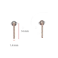 10K Rose Gold 0.11cttw Diamond Line Earrings