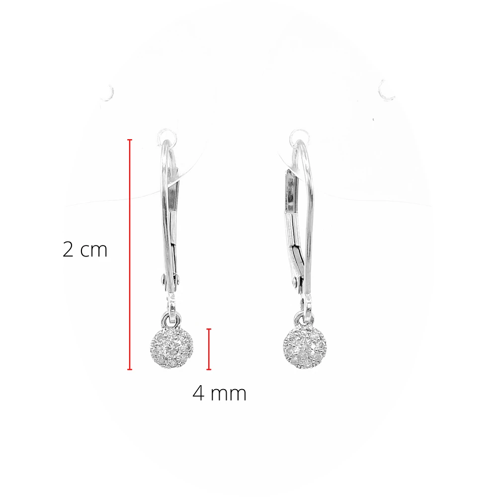 10K White Gold 0.13cttw Diamond Lever Back Earrings