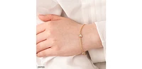 10K Yellow Gold 0.05cttw Diamond Heart Shaped Tennis Bracelet, 7"