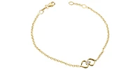 10K Yellow Gold 0.04cttw Diamond Heart Shaped Tennis Bracelet, 7"