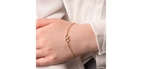 10K Yellow Gold 0.04cttw Diamond Heart Shaped Tennis Bracelet, 7"