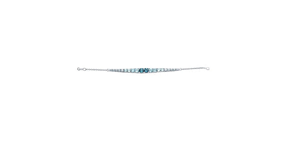 14K White Gold London Blue Topaz, Sky Blue Topaz and Canadian Diamonds Bracelet