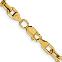 14K Yellow Gold 3mm Semi-Solid Diamond-cut Open Link Cable with Lobster Clasp Chain - /
