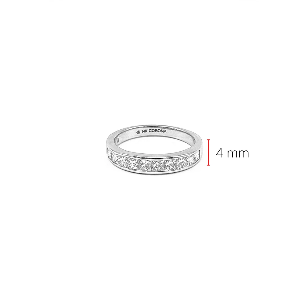 14K White Gold 1.00cttw Princess Cut Diamond Channel Anniversary Band, 6.5 - /