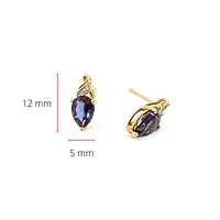 10K Yellow Gold 1.70cttw Created Alexandrite and 0.02cttw Diamond Earrings