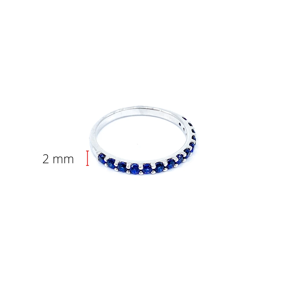 10K White Gold Created Sapphire Ring, size 6.5