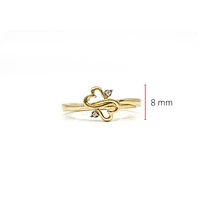 10K Yellow Gold 0.01cttw Diamond Double Heart Ring, size 6.5