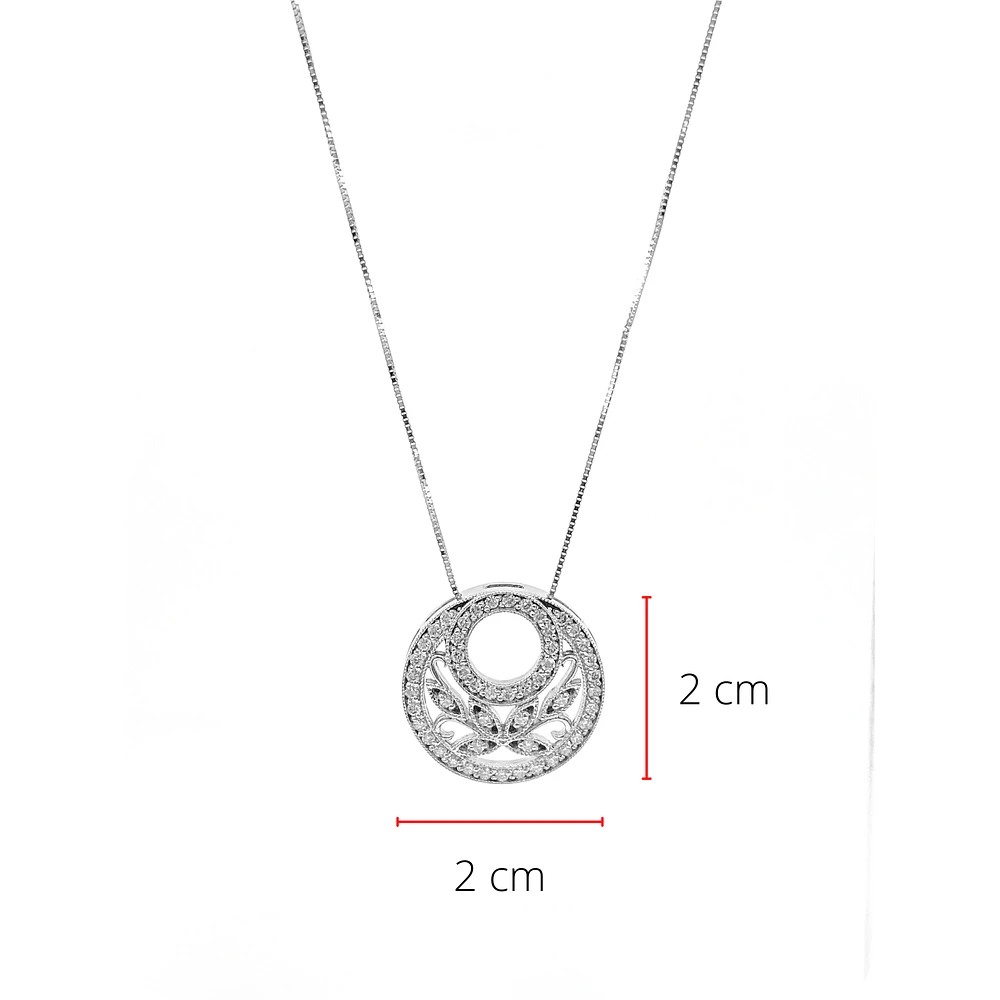 10K White Gold 0.50cttw Diamond Pendant with Box Chain - 18 Inches