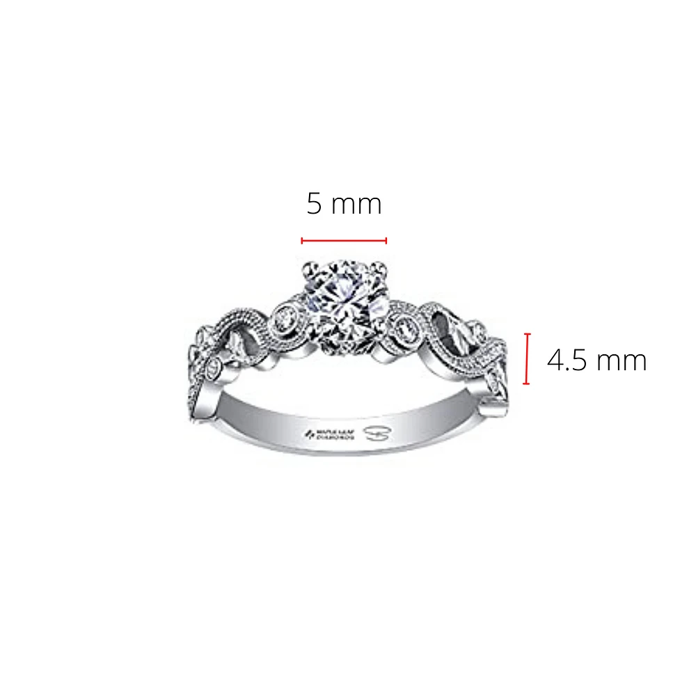 18K White Gold 0.50cttw Canadian Diamond Engagement Ring, size 6.5