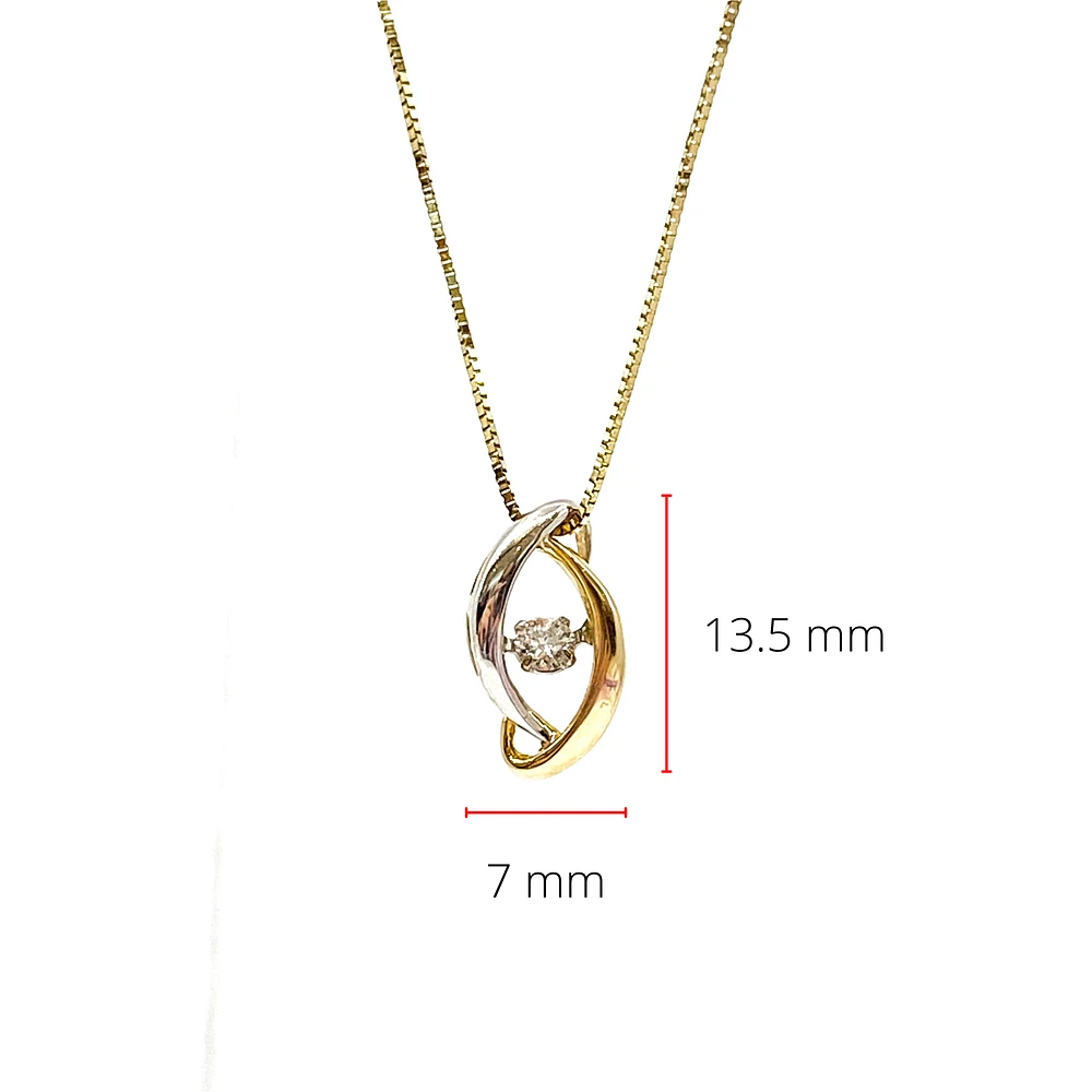 10K White and Yellow Gold 0.09cttw Diamond Pendant, 18"
