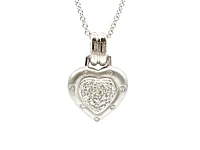 14K White Gold 0.55 cttw Diamond Heart Pendant, 18"