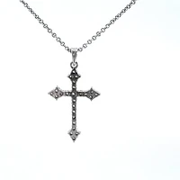 10/14K White Gold 0.85cttw Diamond Cross Pendant, 18"
