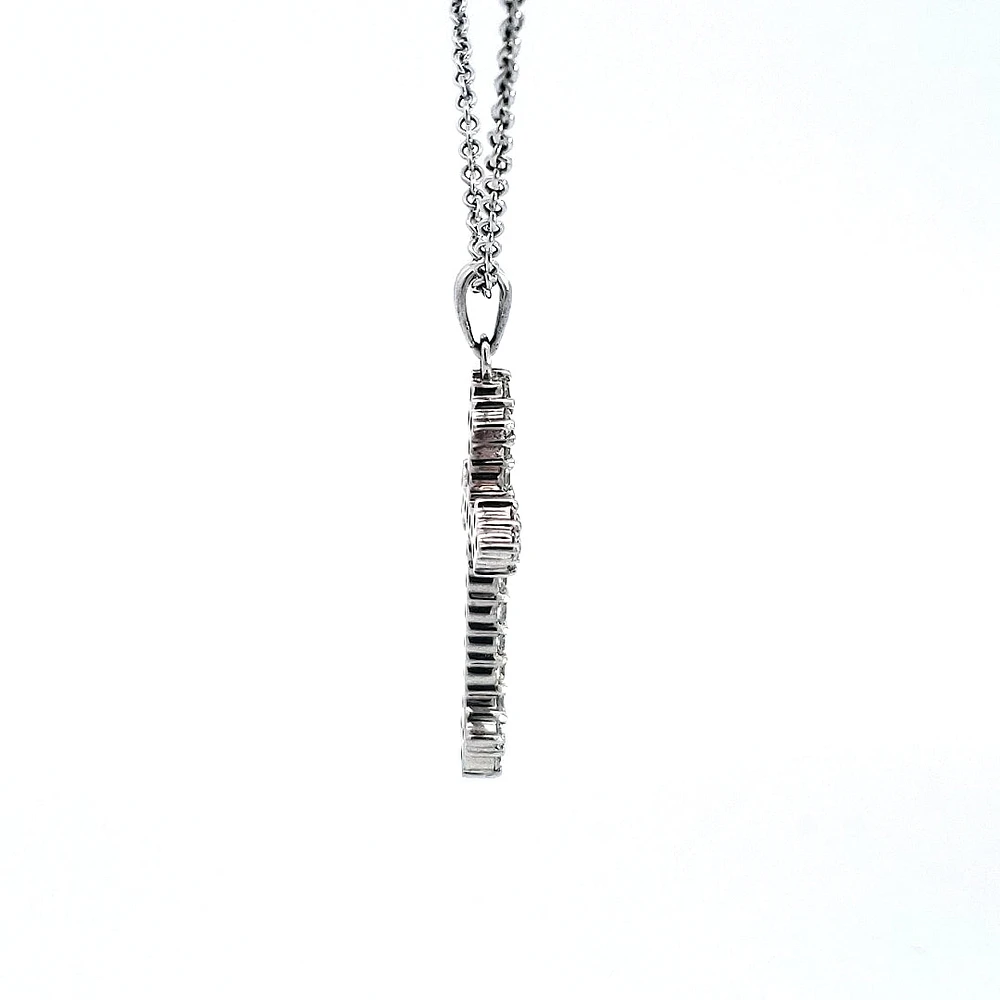 10/14K White Gold 0.85cttw Diamond Cross Pendant, 18"