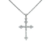 10/14K White Gold 0.85cttw Diamond Cross Pendant, 18"