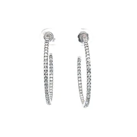 14K White Gold 0.74cttw Diamond Hoop Earrings