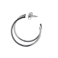 14K White Gold 0.74cttw Diamond Hoop Earrings