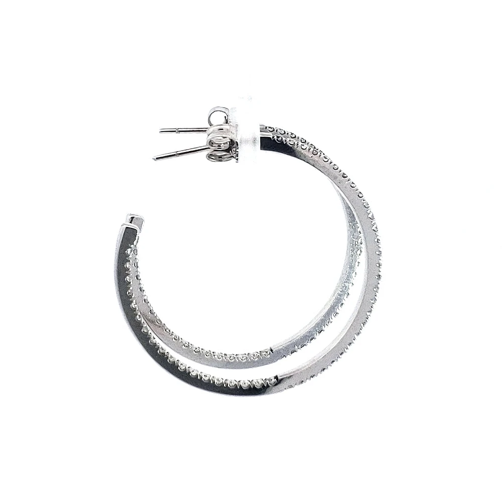 14K White Gold 0.74cttw Diamond Hoop Earrings
