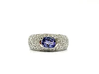 14K White Gold 0.80cttw Tanzanite & 0.60cttw Diamond Ring, size 6.5