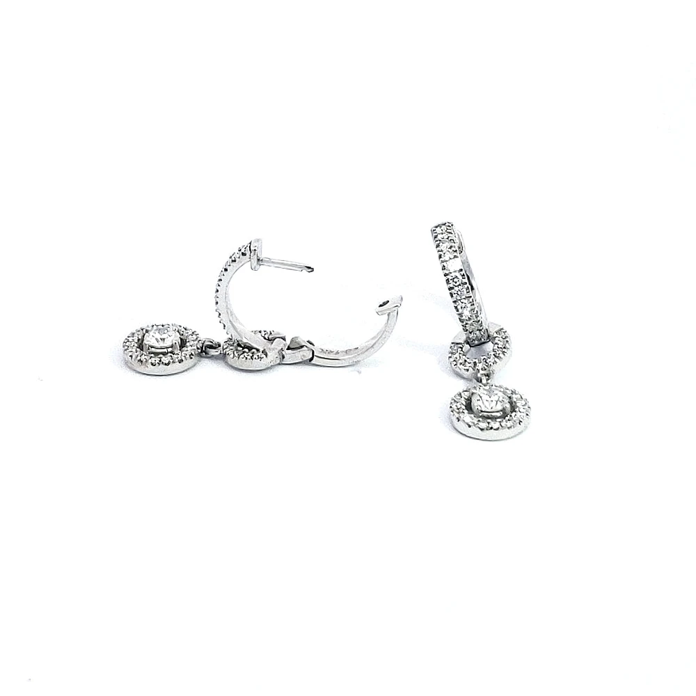 14K White Gold 0.93cttw Diamond Drop Earrings
