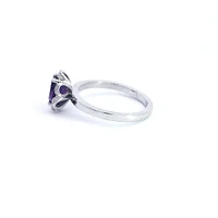 14K White Gold 0.80cttw Amethyst and 0.12cttw Diamond Ring, size 6