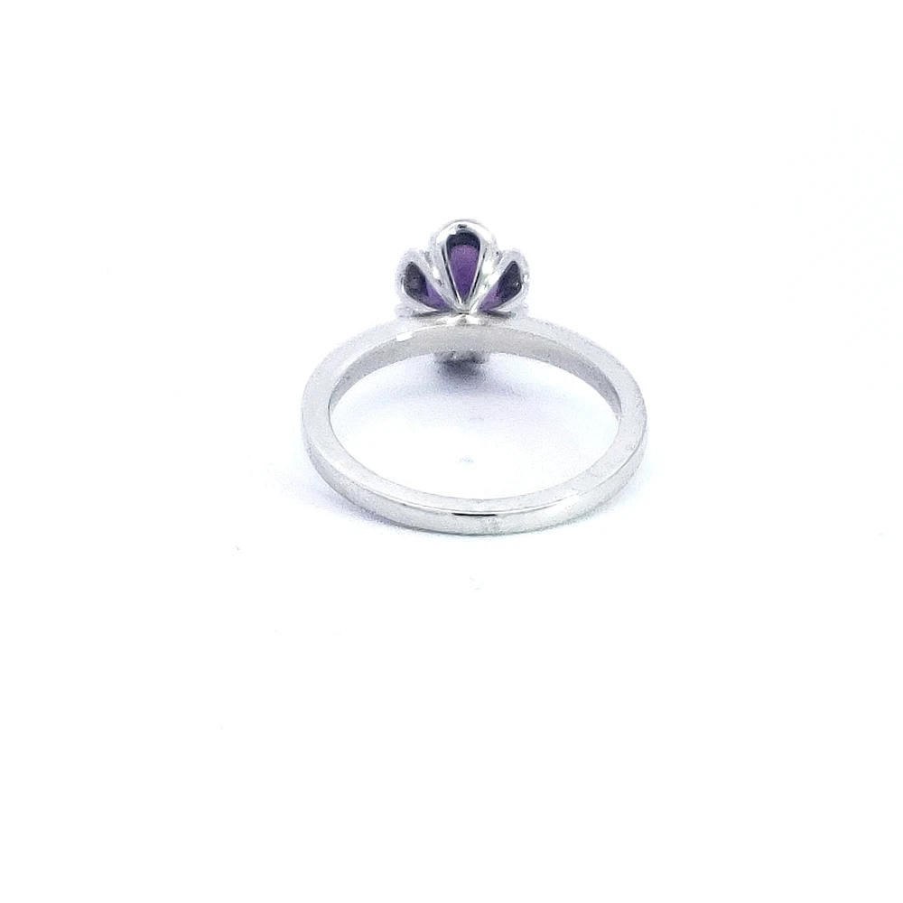 14K White Gold 0.80cttw Amethyst and 0.12cttw Diamond Ring, size 6