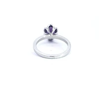 14K White Gold 0.80cttw Amethyst and 0.12cttw Diamond Ring, size 6