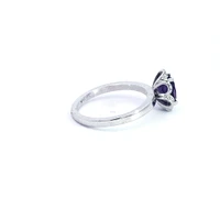 14K White Gold 0.80cttw Amethyst and 0.12cttw Diamond Ring, size 6