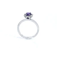 14K White Gold 0.80cttw Amethyst and 0.12cttw Diamond Ring, size 6