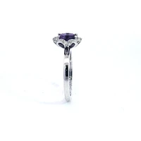 14K White Gold 0.80cttw Amethyst and 0.12cttw Diamond Ring, size 6