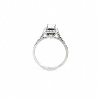 14K White Gold 0.99cttw Princess Cut Diamond Halo Engagement Ring