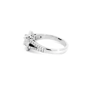 14K White Gold 0.87cttw Princess Cut Diamond Halo Engagement Ring