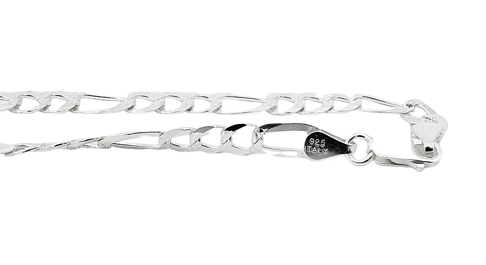925 Sterling Silver Chain Figaro with Diamond Cut - 22" - 5.6mm