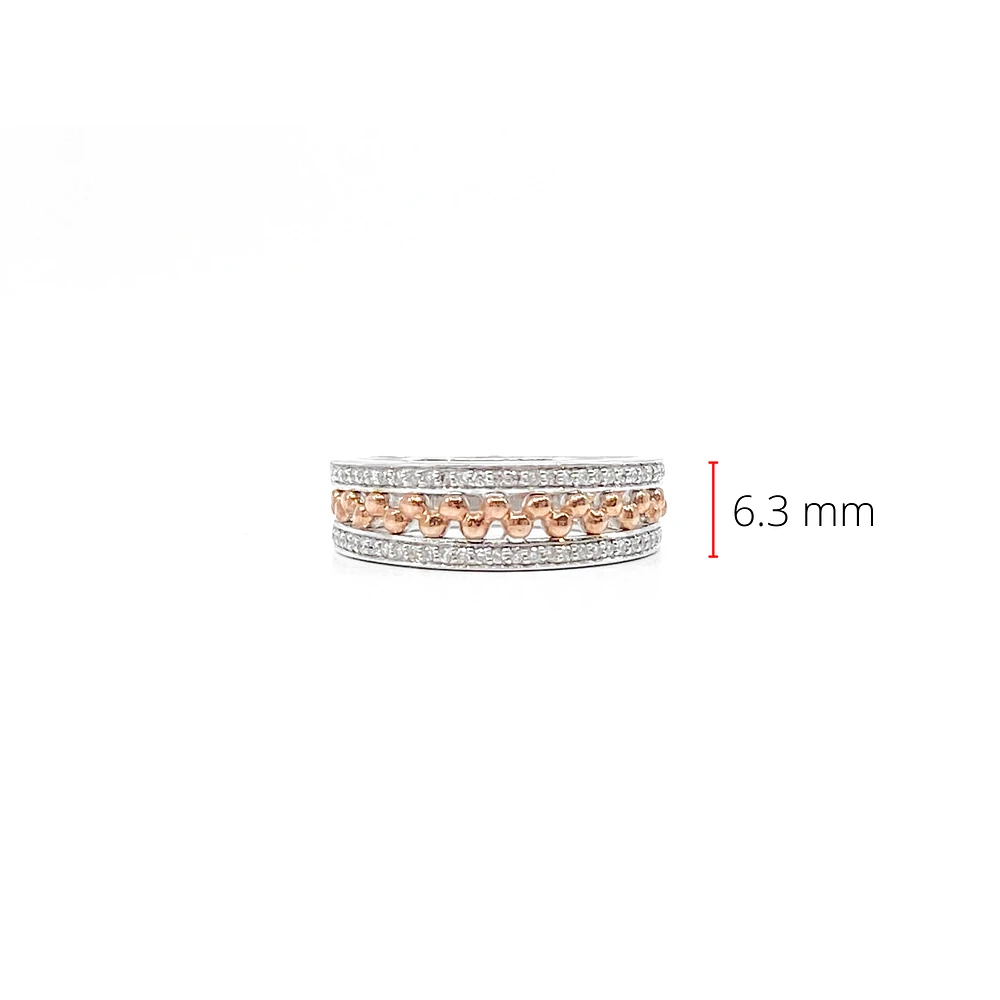 10K White & Rose Gold 0.18cttw Diamond Ring, size 6.5
