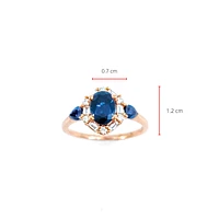 10K Rose Gold 1.50cttw Genuine Sapphire & 0.30cttw Diamonds Ring, size 6.5