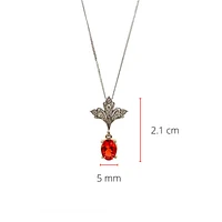 10K White & Yellow Gold 0.50cttw Genuine Fire Opal & 0.08cttw Diamond Pendant, 18"