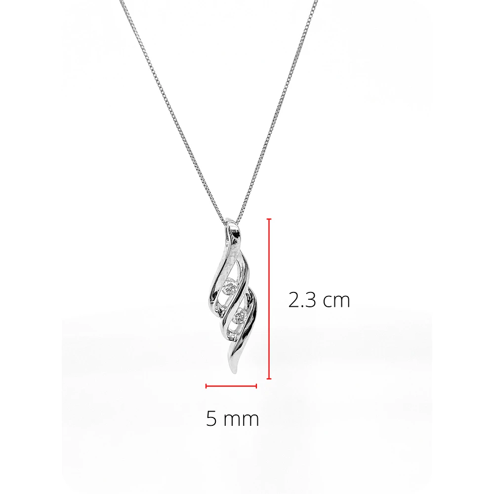 10K White Gold 0.10cttw Canadian Diamond Pendant, 18"