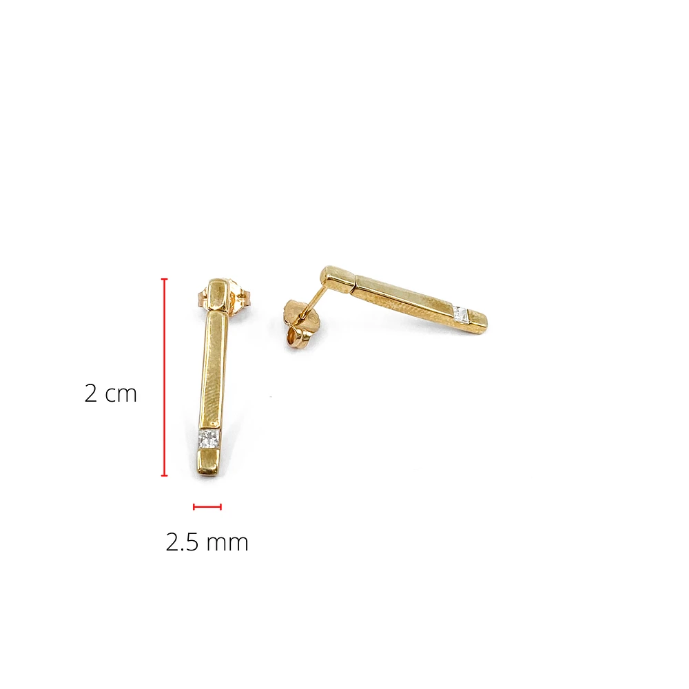 10K Yellow Gold 0.14cttw Canadian Diamond Line Dangle/Drop Earrings