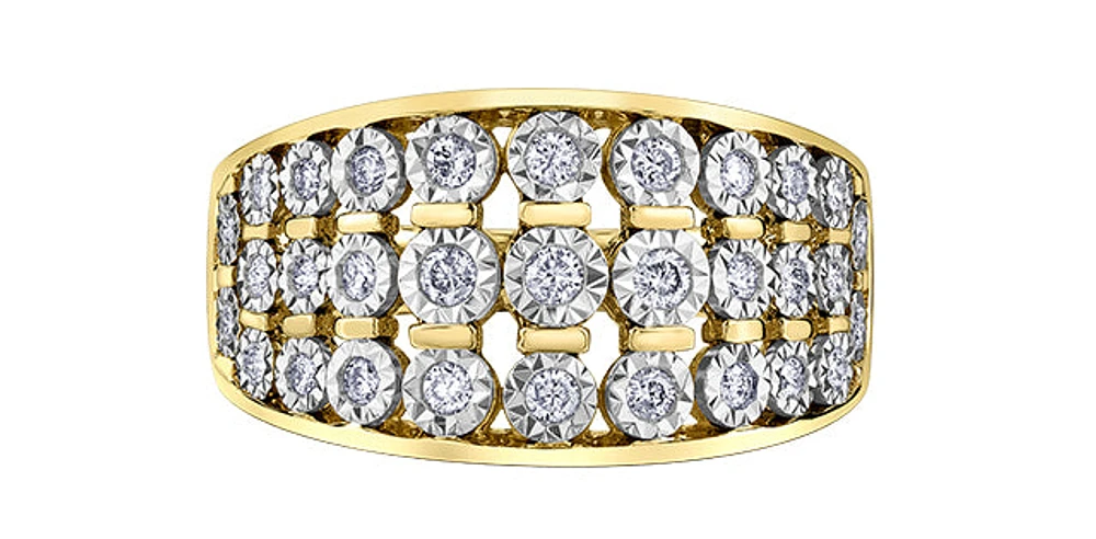 10K Yellow Gold Diamond 0.33cttw Illusion Setting Ring, Size 6.5