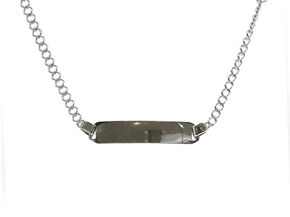 Engraveable 925 Sterling Silver Bar Baby Bracelet with Curb Link 5.5"